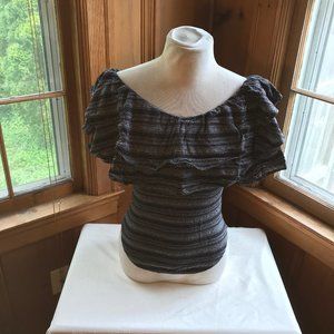 NWT FREE PEOPLE Top, size Medium, black and silver.